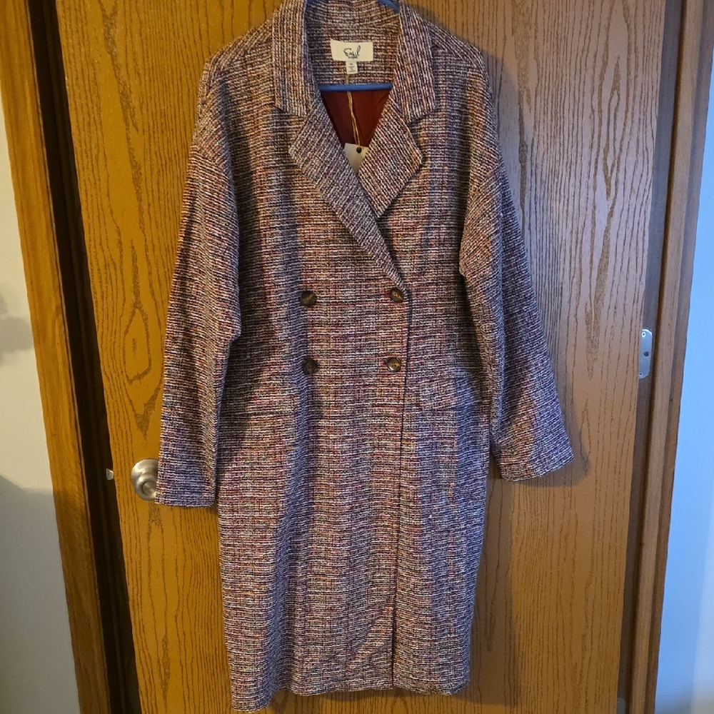Easle Multicolor Tweed Trench Coat
